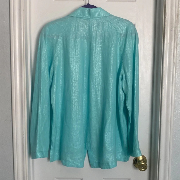Elliott Lauren Open Jacket in Sky Blue 100%Linen Size 10 - Picture 7 of 12